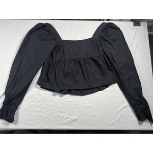 Divided Women's Black Long Sleeve Crop Top Back Tie Size Large Stylish Preppy